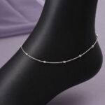 Twilora Classic Beaded Silver Anklet - 925 Sterling Silver Anklets View 2