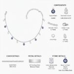 Twilora Nazar Drop Charm Anklet - 925 Sterling Silver Anklets View 4