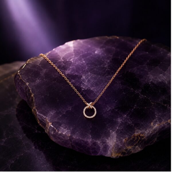 Twilora Rose Gold Circle Pendant Necklace - 925 Sterling Silver Chain Pendants View 2