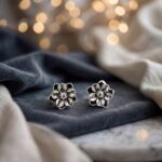 Twilora Vintage Blossom Silver Stud Earrings - 925 Sterling Silver Earrings View 1