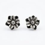 Twilora Vintage Blossom Silver Stud Earrings - 925 Sterling Silver Earrings View 3
