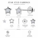 Twilora Celestial Luminary Silver Star Stud Earrings - 925 Sterling Silver Earrings View 4