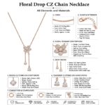 Twilora Floral Drop CZ Pendant Necklace - 925 Sterling Silver Chain Pendants View 5