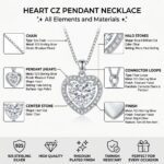 Twilora Heart Halo CZ Pendant Necklace - 925 Sterling Silver Chain Pendants View 5