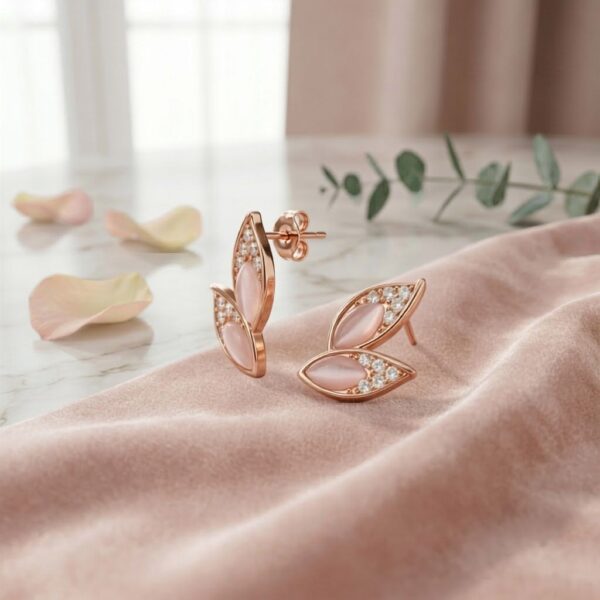Twilora Blush Petal Rose Gold Stud Earrings - 925 Sterling Silver Earrings View 1