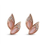 Twilora Blush Petal Rose Gold Stud Earrings - 925 Sterling Silver Earrings View 3