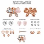 Twilora Coquette Bow Rose Gold Stud Earrings - 925 Sterling Silver Earrings View 4