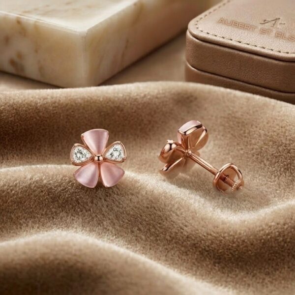 Twilora Fiore Bella Rose Gold Stud Earrings - 925 Sterling Silver Earrings View 1