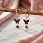 Twilora Royal Blue Aura Butterfly Hoop Earrings - 925 Sterling Silver Earrings View 1