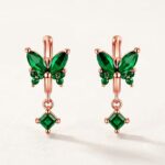 Twilora Emerald Green Aura Butterfly Hoop Earrings - 925 Sterling Silver Earrings View 3