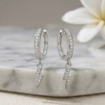 Twilora Electric Bolt Silver Charm Hoop Earrings - 925 Sterling Silver Earrings View 1