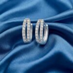 Twilora Dual Row Shimmer Silver Hoop Earrings - 925 Sterling Silver Earrings View 1