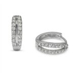 Twilora Dual Row Shimmer Silver Hoop Earrings - 925 Sterling Silver Earrings View 3