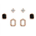 Twilora Noir & Glow 3-in-1 Silver Earring Combo Set - 925 Sterling Silver Earrings View 4