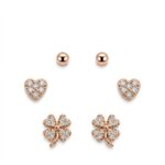 Twilora Flower & Hearts 3-in-1 Silver Earring Combo Set - 925 Sterling Silver Earrings View 4