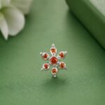Twilora Orange Blossom Designer Nose Pin - 925 Sterling Silver Nose Pins View 1