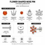 Twilora Orange Blossom Designer Nose Pin - 925 Sterling Silver Nose Pins View 4