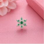 Twilora Green Blossom Designer Nose Pin - 925 Sterling Silver Nose Pins View 1