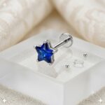 Twilora Silver Star Nose Pin- Blue - 925 Sterling Silver Nose Pins View 1