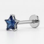 Twilora Silver Star Nose Pin- Blue - 925 Sterling Silver Nose Pins View 4