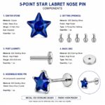 Twilora Silver Star Nose Pin- Blue - 925 Sterling Silver Nose Pins View 5