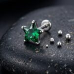 Twilora Silver Star Nose Pin- Green - 925 Sterling Silver Nose Pins View 1