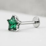 Twilora Silver Star Nose Pin- Green - 925 Sterling Silver Nose Pins View 4