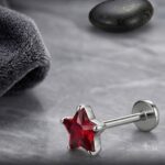 Twilora Silver Star Nose Pin- Red - 925 Sterling Silver Nose Pins View 1