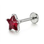 Twilora Silver Star Nose Pin- Red - 925 Sterling Silver Nose Pins View 4