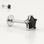 Twilora Silver Star Nose Pin- Black - 925 Sterling Silver Nose Pins View 4