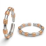 Twilora Dual Tone Ribbed Band Toe Ring - 925 Sterling Silver Toe Rings View 3