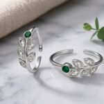 Twilora Emerald Vine Leaf Toe Ring - 925 Sterling Silver Toe Rings View 2