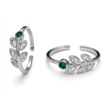 Twilora Emerald Vine Leaf Toe Ring - 925 Sterling Silver Toe Rings View 3
